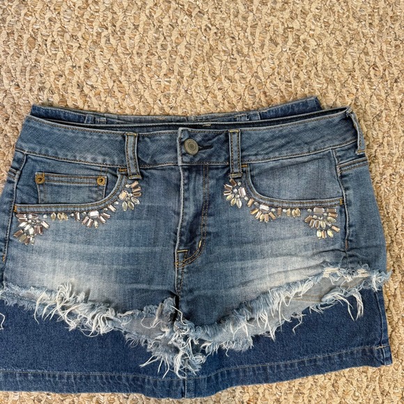 Y2K Arizona Jean Co Vintage Denim Mini Skort Medium Wash Cotton Cottagecore Sz 5 - Picture 8 of 8